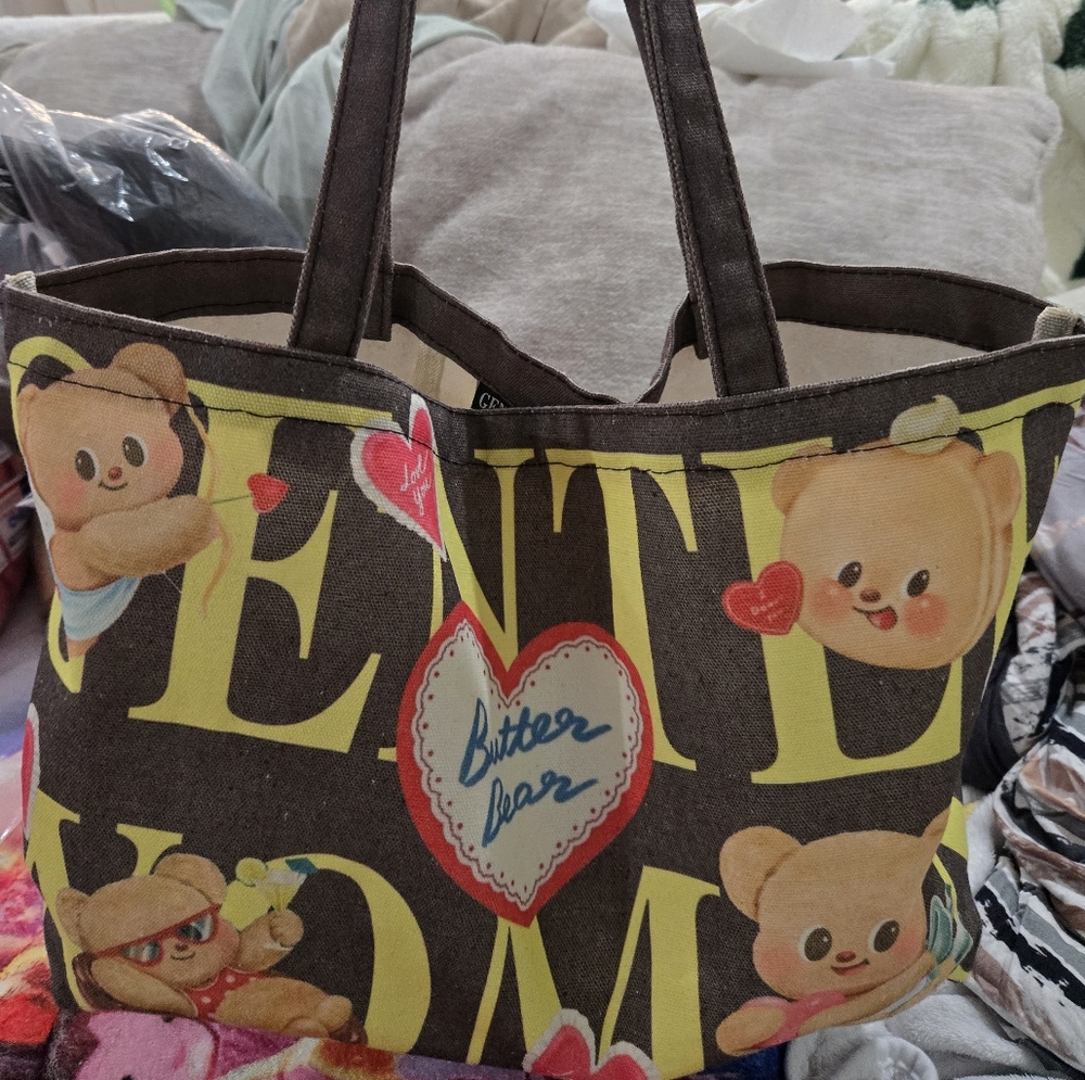 Playful Brown and Yellow Teddy Bear Tote Bag